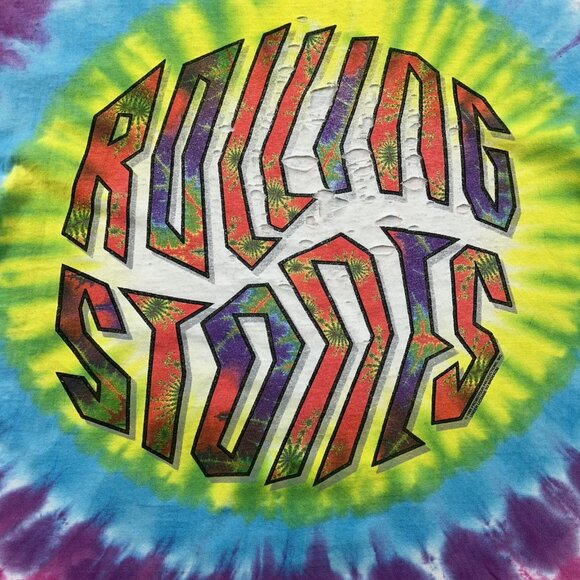 Vintage Rolling Stones Graphic Tee Mens XL Tie Dye Liquid Blue Distressed 90s - Picture 11 of 16